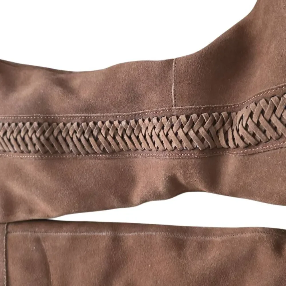 Sbicca Vintage Collection Sz 7 Brown Suede Criss-Cross Over Knee Festival Boots